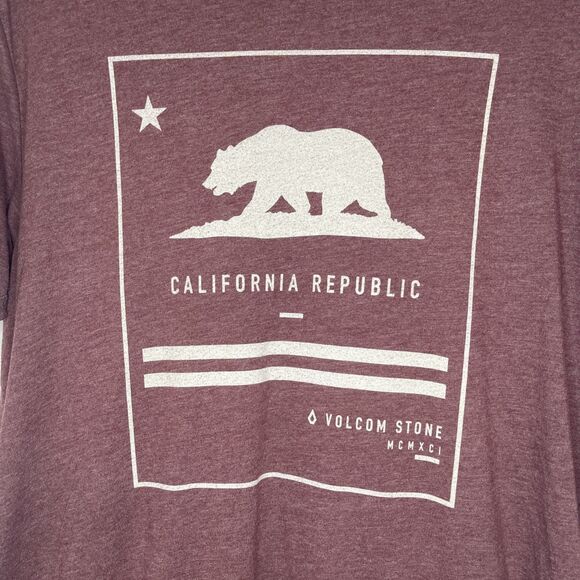Volcom Stone California Republic Men's Red Basic T-Shirt Size Large Short Sleeve - Picture 2 of 4